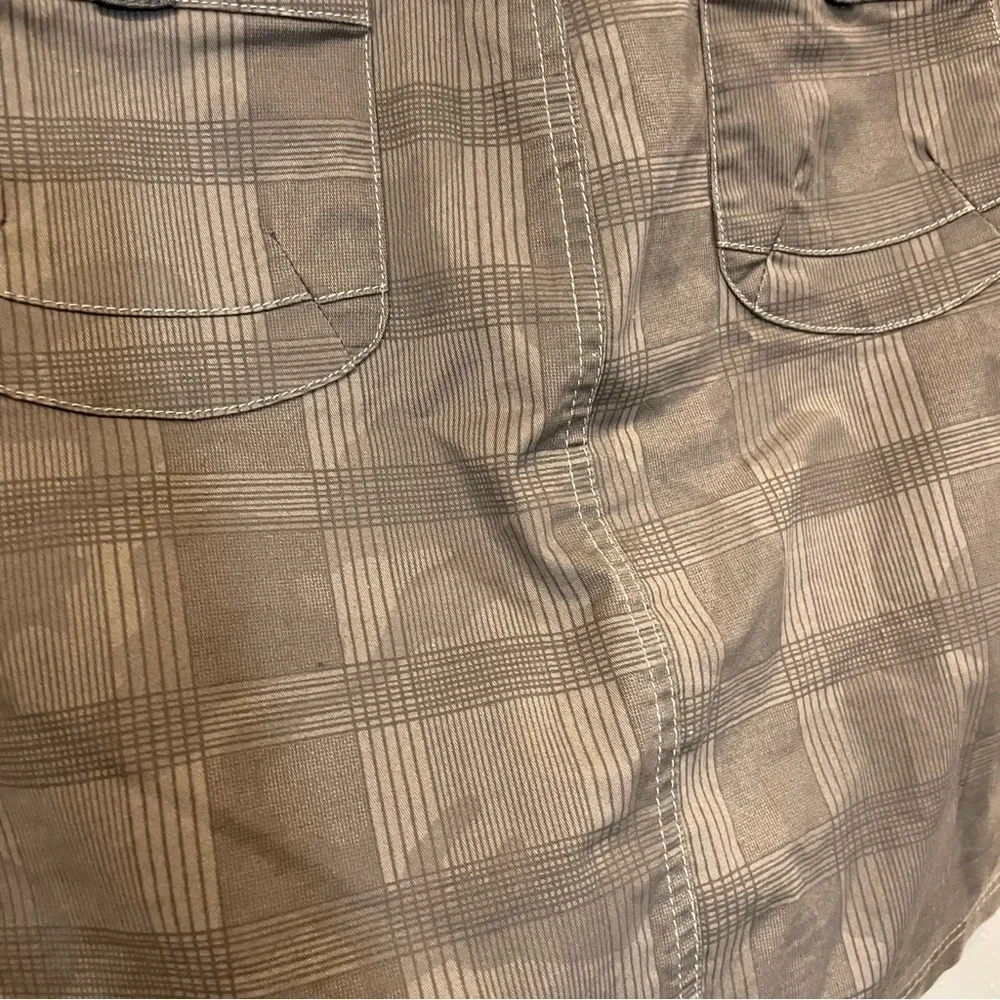Kuhl Brown Camoflauge Checkered All Day Wear A-Line Skirt